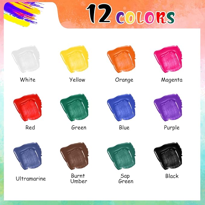 Bearals Stained Glass Paint, 12 Colors Glass Paint Set, Non-Toxic Window Glass - Image 2