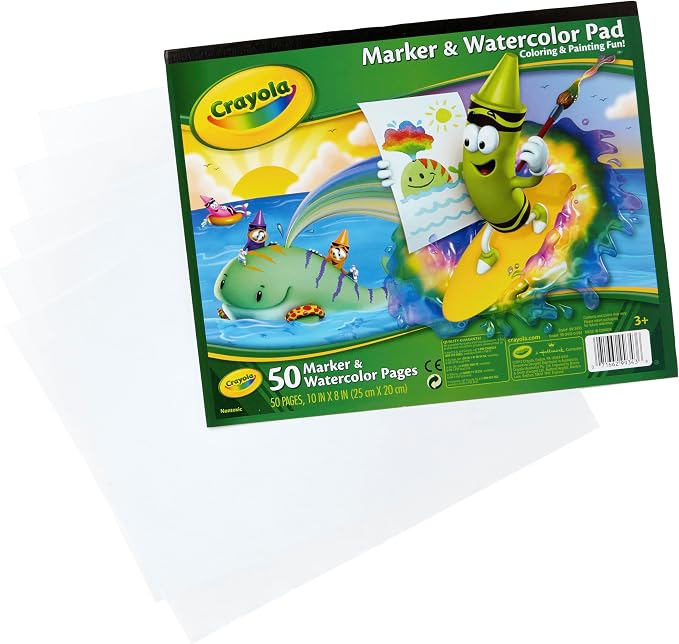 Crayola Marker & Watercolor Pad, 50 Blank Coloring Pages, Painting Paper - Image 3