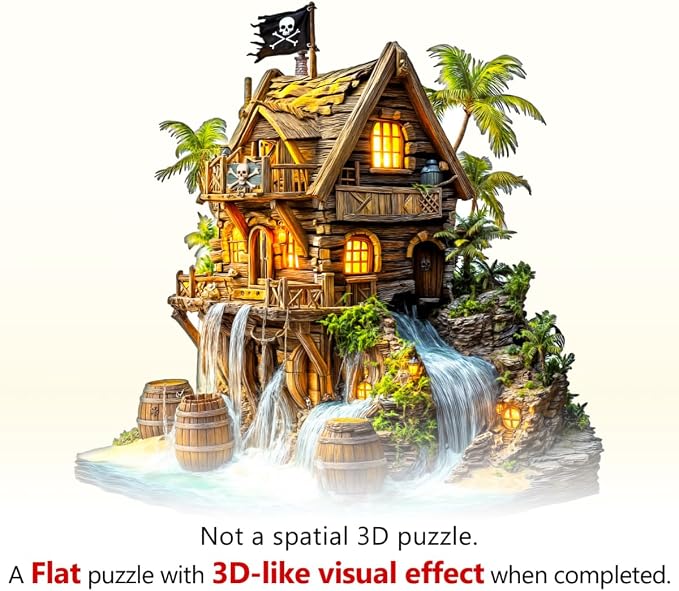 Wooden Puzzles for Adults, Pirate Cabin Wooden Puzzles 80 Pieces, Unique Animal - Image 3