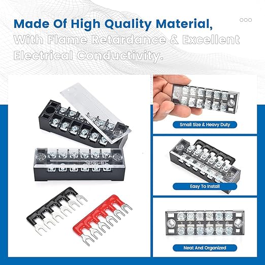 6 Sets Terminal Blocks, 6Pcs 4/5/6 Positions 600V 15A Dual Row Screw Terminal Strip Block + 6Pcs Pre-Insulated Terminals Barrier Strip + 60Pcs Insulated Fork Wire Connector…