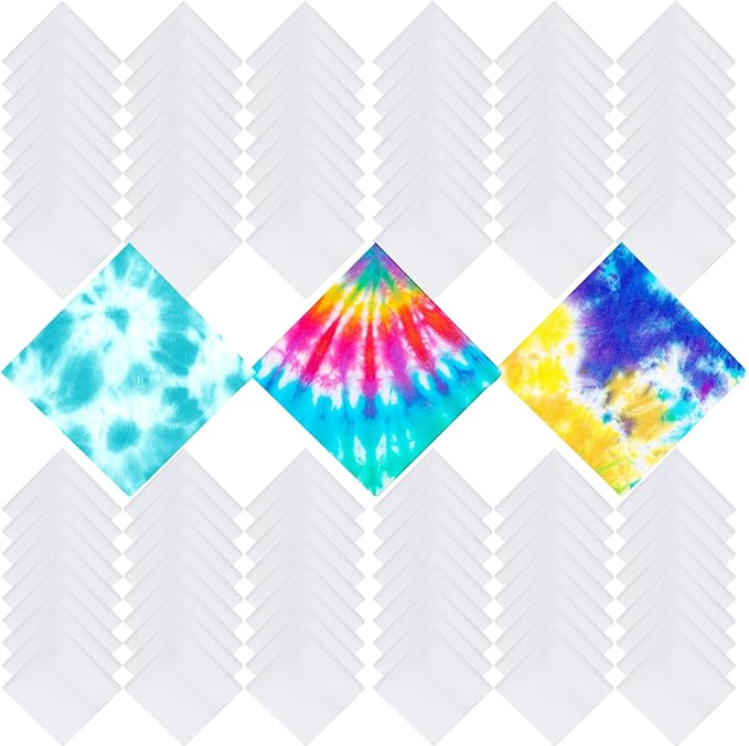 Chumia Cotton White Bandana for Tie Dying Bulk Blank Solid Handkerchiefs Unisex by Chumia