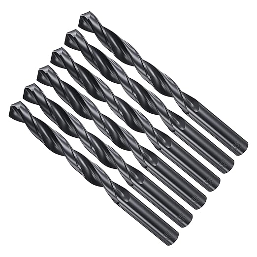 Drill Bit, 12mm Cutting Diameter, 4241 HSS Nitriding Black 118° Cutting Angle Versatile Jobber Bits - (Applications: for Drilling Plastic Wood Soft Metal), 6-Pieces