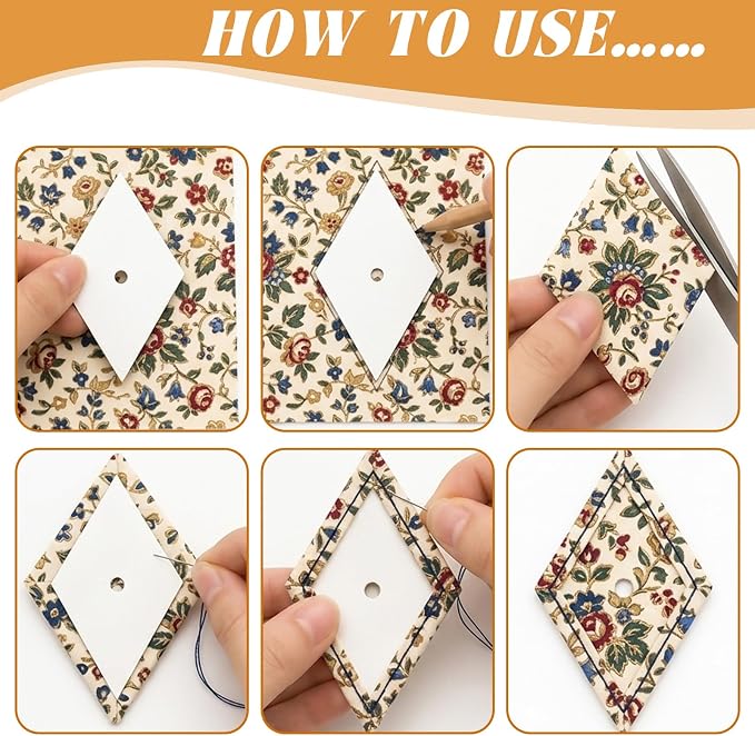 Neworkg 600 PCS 2" Diamond 60 Degrees Piecing Paper Templates, Quilting - Image 4