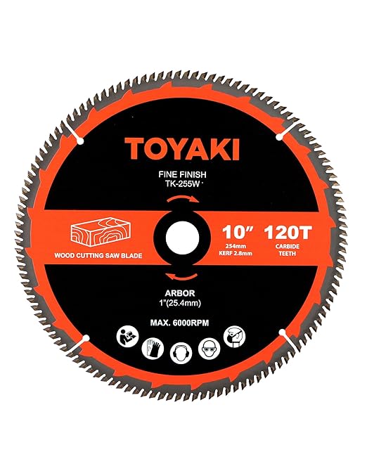 10-Inch 120-Tooth Ultra-Fine Finish Professional Woodworking Saw Blade for Miter Saws Table Saws and Circular Saws,Arbor 1"(25.4mm)