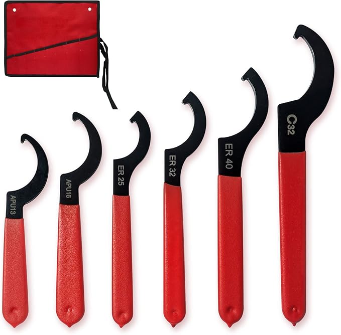 JANNO 6PCS Spanner Wrench Set, Premium Shock Spanner Wrench, Coilover Wrench, Alloy Steel Hook Spanner Wrench for Suspension System and Shock Adjustment