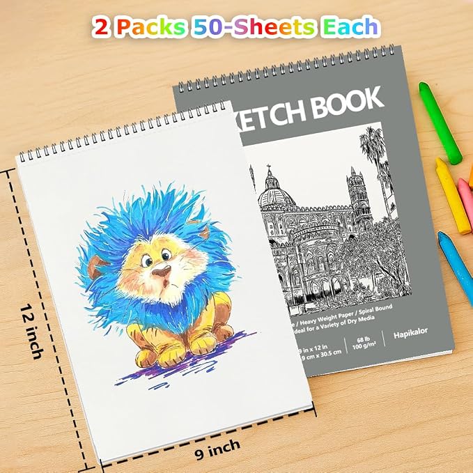 9" x 12" Sketch Book, Spiral Bound Sketch Pad, 4 Pack 50 Sheets 68lb/100gsm - Image 3