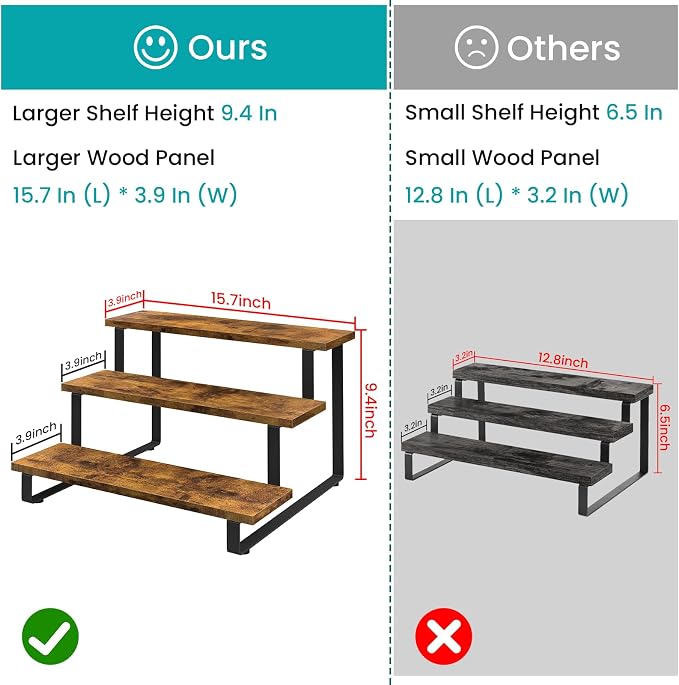 ELITEROO 3 Tier Wooden Display Riser Stand, Portable Products Display Shelf - Image 2