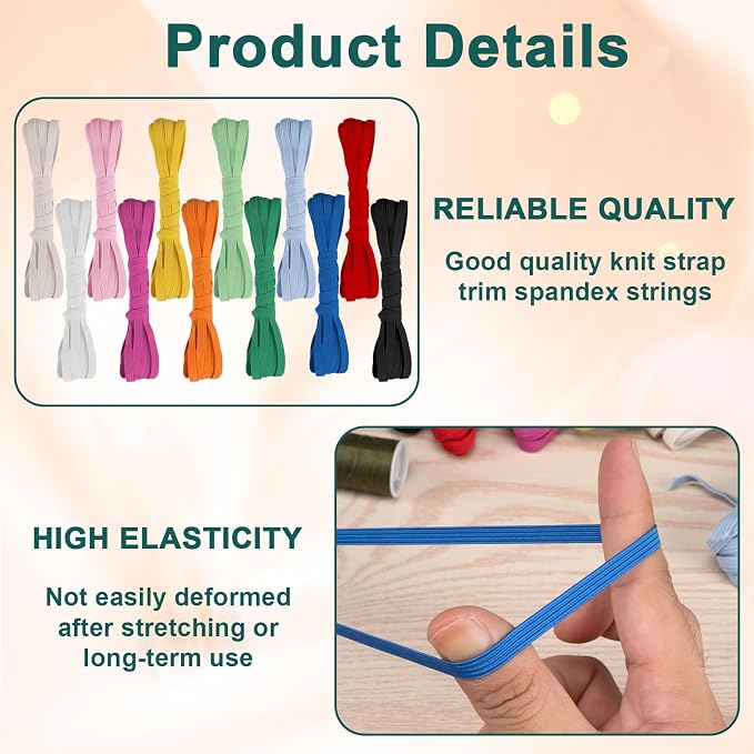 Airisoer 12 Rolls 1/4 Inch Elastic Band - Image 3