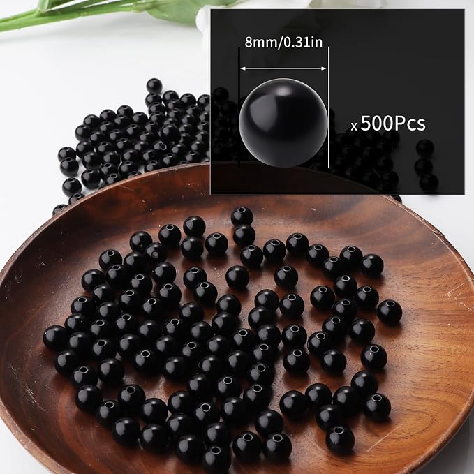 500pcs Black 8mm Pearl Beads - Image 2