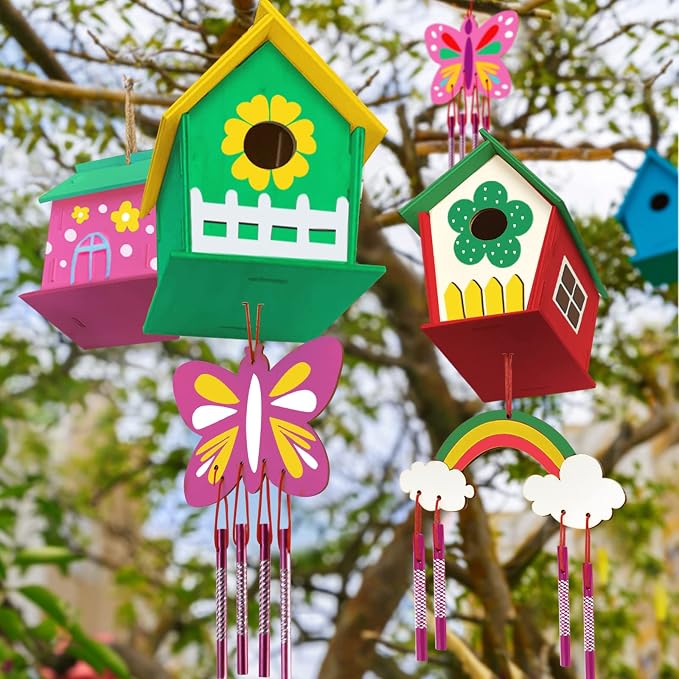 4 Pack DIY Bird House Wind Chime Kit - Image 6