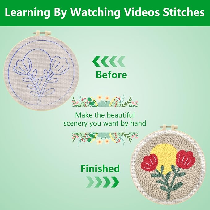 Enkor Punch Needle Kit Adults Beginner, Needle Punch Embroidery Kits Beginners - Image 3