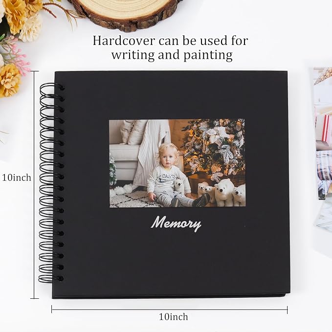 RECUTMS 10 x 10 Inch DIY Scrapbook Album 60 Pages Hardcover Kraft Paper Scrap - Image 2