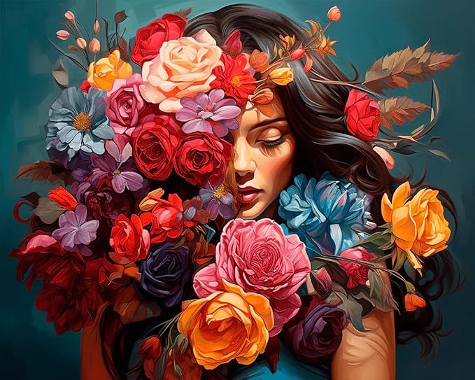 Clendo Flower Woman Paint by Numbers Kit by Clendo