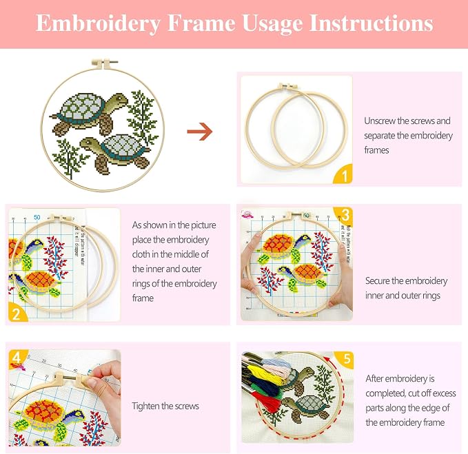 Zhenqing Two Turtles Stamped Cross Stitch Kit - Image 4