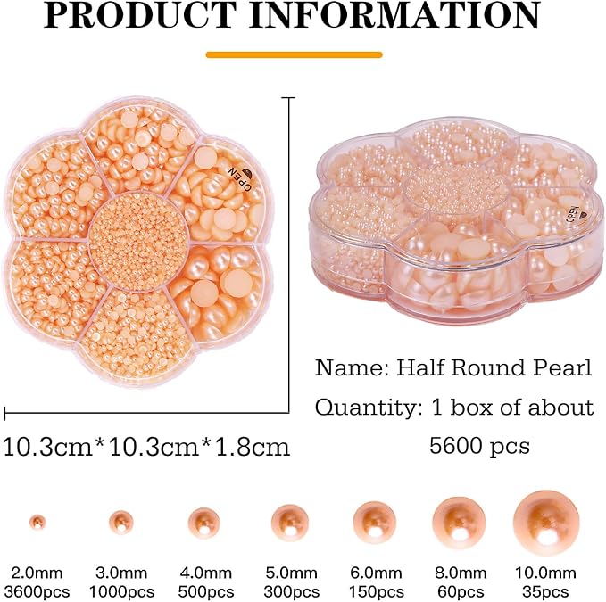 5600PCS Half Round Pearls Flatback Imitation Pearls - Image 2