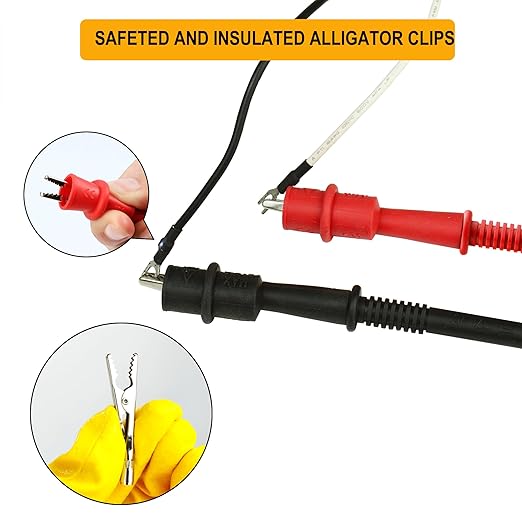 ZIBOO KIT-15 Test Lead Set,for with Fluke Ideal Simpson,Digital Multimeter,Clamp Meter with Threaded Alligator Clips, 4mm Banana Test Lead Probe Clip Suitable Substitute Klein Tools 69410