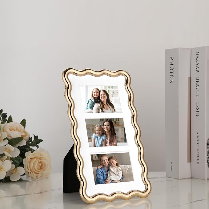 3-2x3'' Gold Heavy-Duty Zinc Alloy Picture Frames, Wave Design Gold plated - Image 3