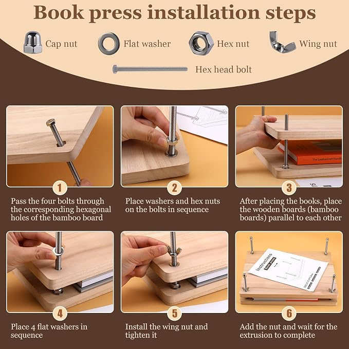 JUPEAN 45 Pcs Book Binding Kits, Bookbinding Kit Large Book Press 14.76”x11.42” - Image 4