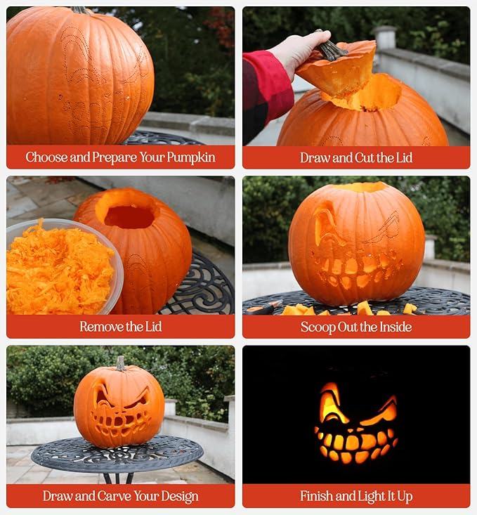 Halloween Pumpkin Carving Kit Case - Complete Pumpkin Carving Set With Saw Pumpkin Carving Knife - Halloween Pumpkin Carving Tools - Multipurpose Pumpkin Kit For Carving Pumpkin And Other Fruits