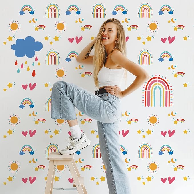 INFUNLY 4pcs Rainbow Wall Stencils - Image 7