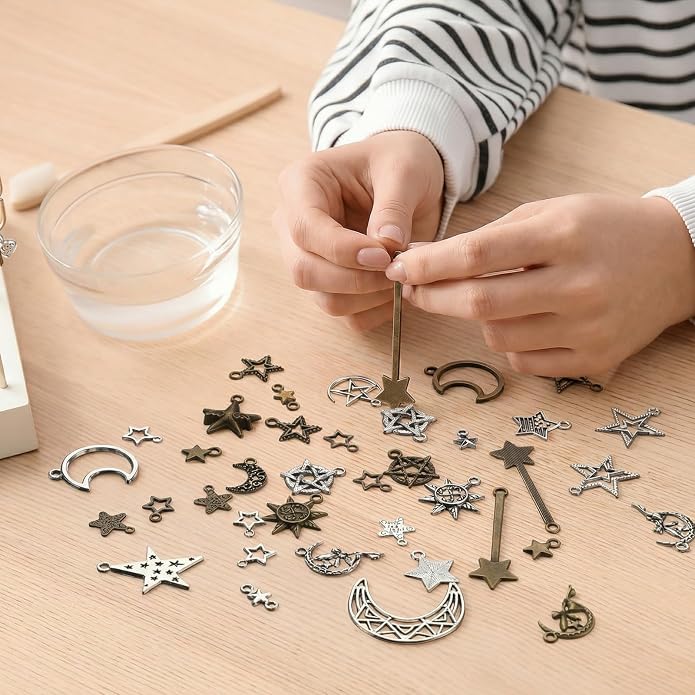 Hicarer 80 Pieces Antique Silver Pendants Charms Pendants Gothic Jewelry Making - Image 5