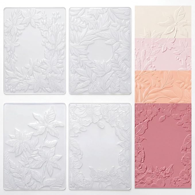 Geiserailie 4 Pcs Embossing Folders 2d/3D Embossing Machine Template Paper Card by Geiserailie