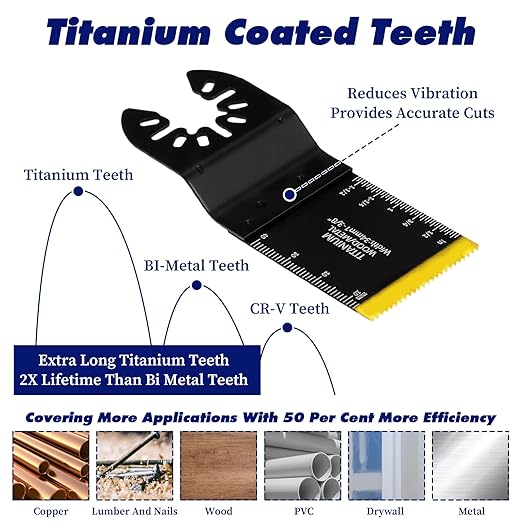 22Pcs Oscillating Multi-Tool Blades, Oscillating Tool Blade Metal, Oscillator Multitool Saw Blades for Soft Metal, Wood Nails, Plastic Cutting, Compatible with Rockwell Fein