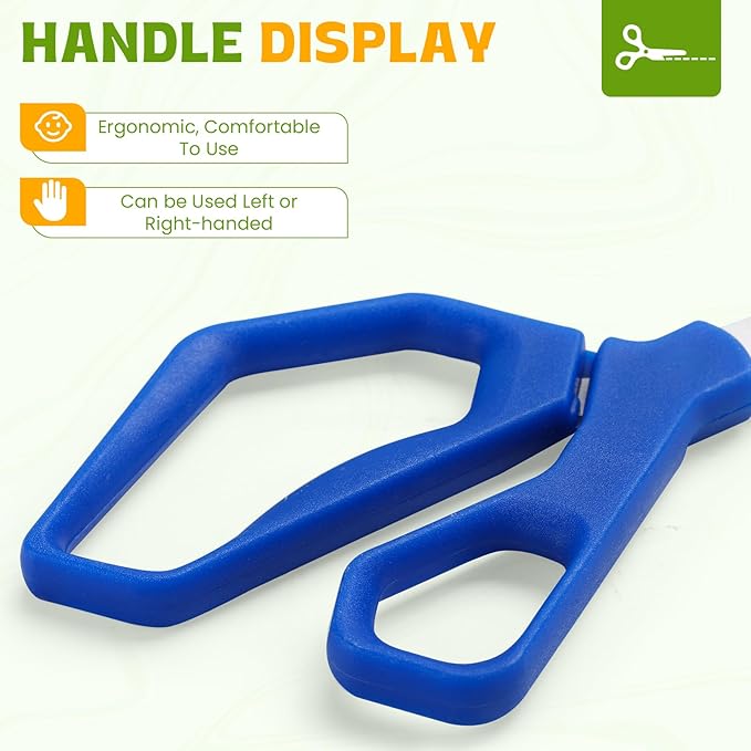 25Pack 5" Small School Student Pointed-Tip Craft Kids Scissors, Stainless Steel Blades Comfort Grip 5 Inch Safety Scissors Bulk for Kids Children Toodler Cutting Paper Crafting