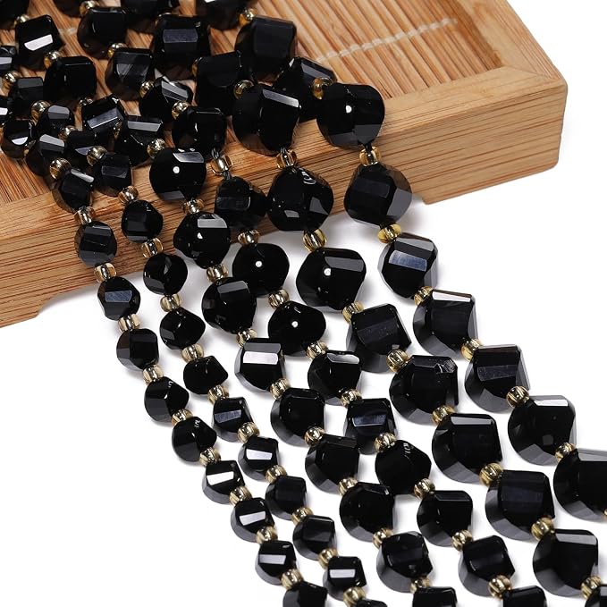 42pcs Natural Black Tourmaline Stone Beads - Image 3