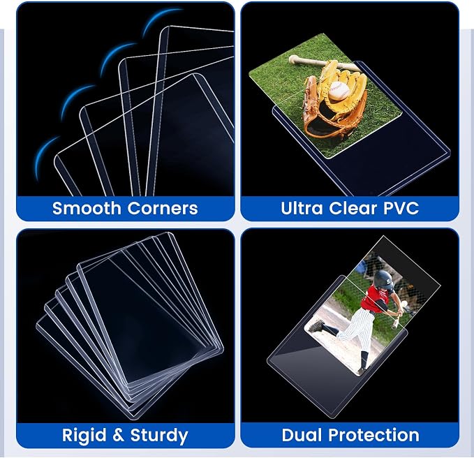 18 Count Card Sleeves Hard Plastic, Sooez 35PT Card Holder, Rigid Card Case - Image 5