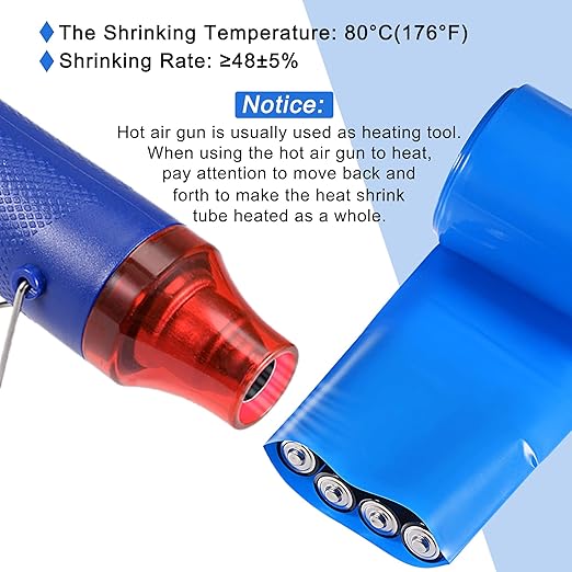 MECCANIXITY Battery Wrap PVC Heat Shrink Tubing 50mm Dia 80mm Flat 10 Feet(3meters) Blue Good Insulation for Battery Pack