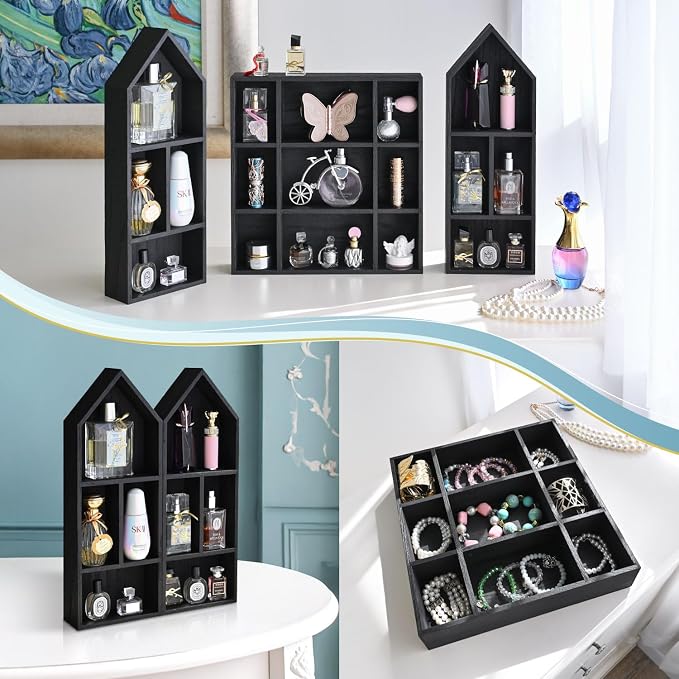 Ikee Design 3 Pcs Set Wooden Shadow Cubby Box Display Shelf Organizer Storage - Image 6