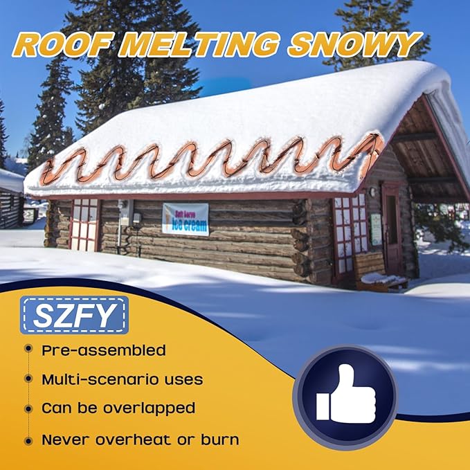 3FT~200FT Heat Tape for Water Pipes, -40°F Deicing Cable,Pipe Heat Cables for Roof,Gutter，Farm，Freeze Protetion Heating Wires, Heated Water Hose,Plumbing Fixtures,120V 5W/FT (9FT)