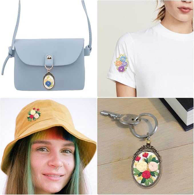 ZOCONE 3 Packs Embroidery Necklace Kit, Embroidery Pendant Kits Mini Cross - Image 6