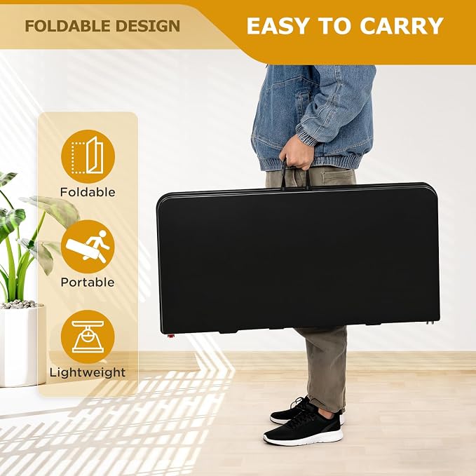 FDW 34" Folding Card Table Plastic Table Portable Square Height Dining Table - Image 7