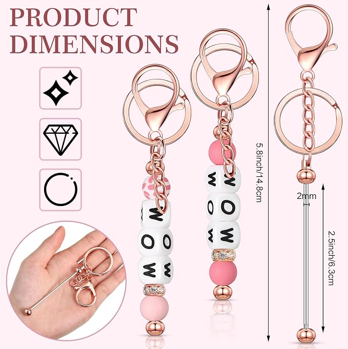 Tondiamo 24 Pcs Beadable Keychain Bars Bulk Beads - Image 3