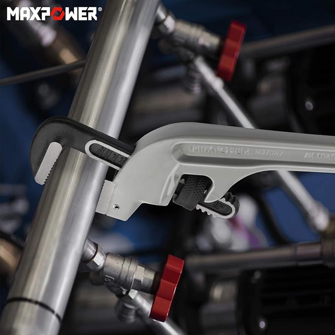 MAXPOWER 18-inch Pipe Wrench, Heavy Duty End Pipe Wrench Aluminum 45 Degree Angled Plumbing Wrench
