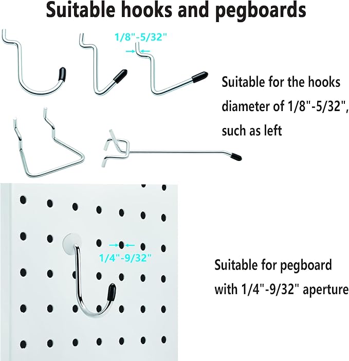 Pegboard Hook Locks, Peg Board Plugs, for Stopping Hooks from Falling Off, 60PCS, Translucent