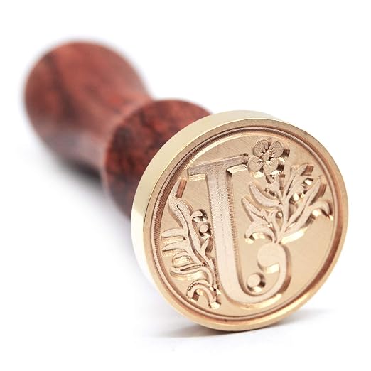 Medieval Initial Alphabet Sealing Wax Stamp, Brass Head Wooden Handle, by TELOSMA