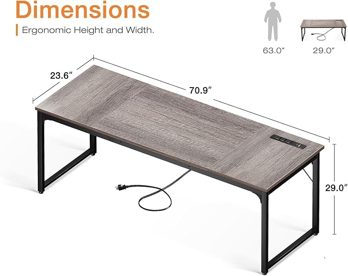 Coleshome 71 x 24 Inch Computer Desk - Image 3