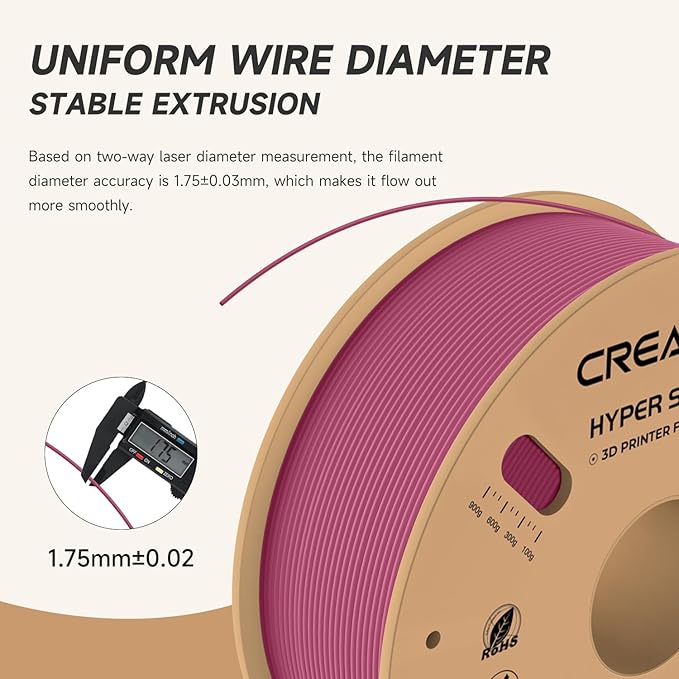 Official Creality Hyper PLA Filament 1.75mm, High Speed PLA 30-600mm/s 3D Printer Filament, Dimensional Accuracy +/-0.02mm, Fit Most FDM 3D Printers,1KG(2.2lbs) Spool Viva Magenta