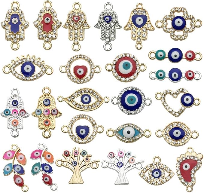 50pcs Evil Eye Beads Charms for Jewelry Making Assorted Evil Eye Connector - Image 2