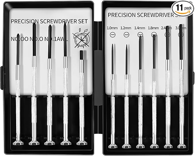 11PCS Mini Screwdriver Set,Small Screwdriver Set with 11 Different Size Flathead and Phillips Screwdrivers Eyeglass Repair for Eyeglasses, Sunglasses, Watch Clock Spectacle Repair