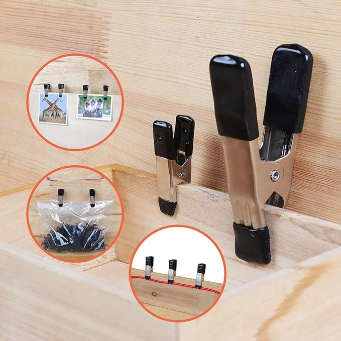 Amazon Basics 20-Piece Steel Spring Clamp Set, 15 Pack of 3/4-inch, 5 Pack of 1-inch, Black/Silver