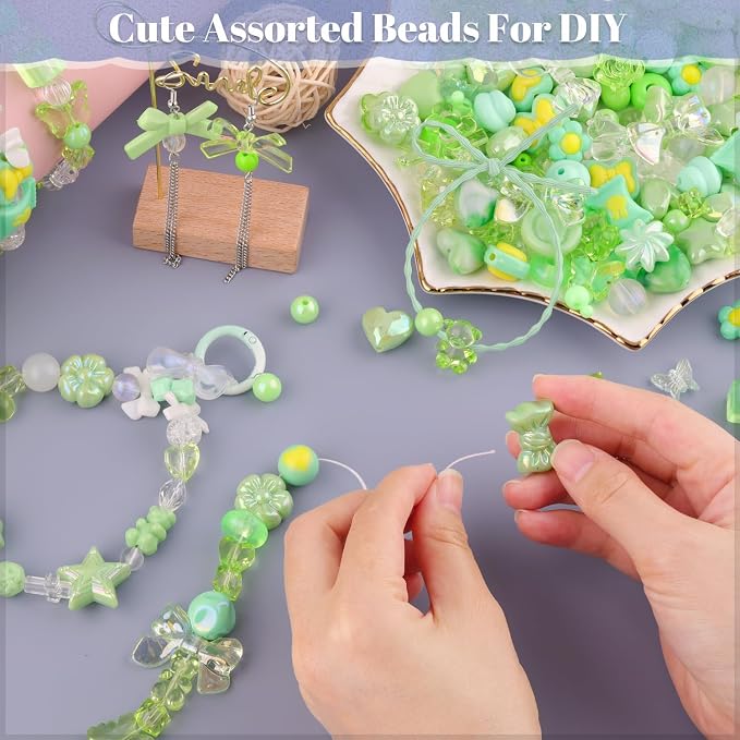 200-260PCS TINKRSTUFF Assorted Green Acrylic Beads - Image 3