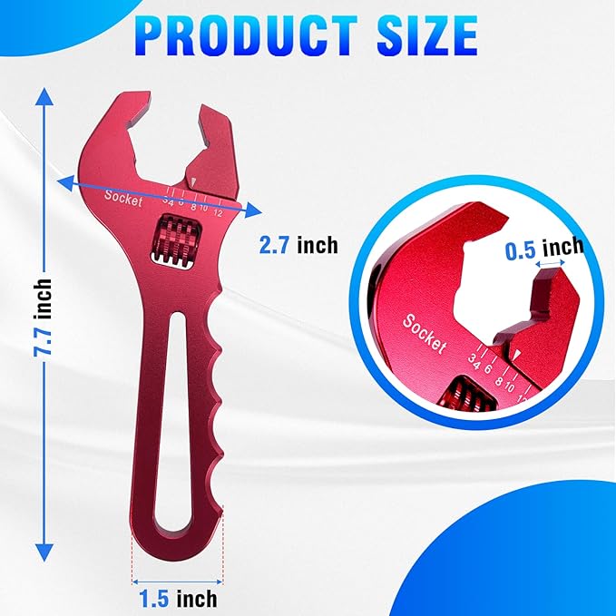 AN Hose Fitting Adjustable Wrench 3AN-12AN Lightweight Aluminum (Red-Non-Marring)