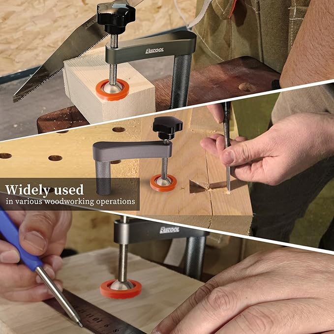 RUITOOL Bench Dog Clamp，3/4"（19mm）Holdfast Dog Hole Clamp，Adjustable MFT Table Aluminum Alloy Securing Down Clamps for Woodworking Tools - 2 Pack