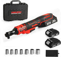 Electric Ratchet Wrench Set, 3/8" 21V Power Ratchet Tools, Cordless Ratchet Wrench, Included 6 Sockets and Charger, Variable Speed & LED Light
