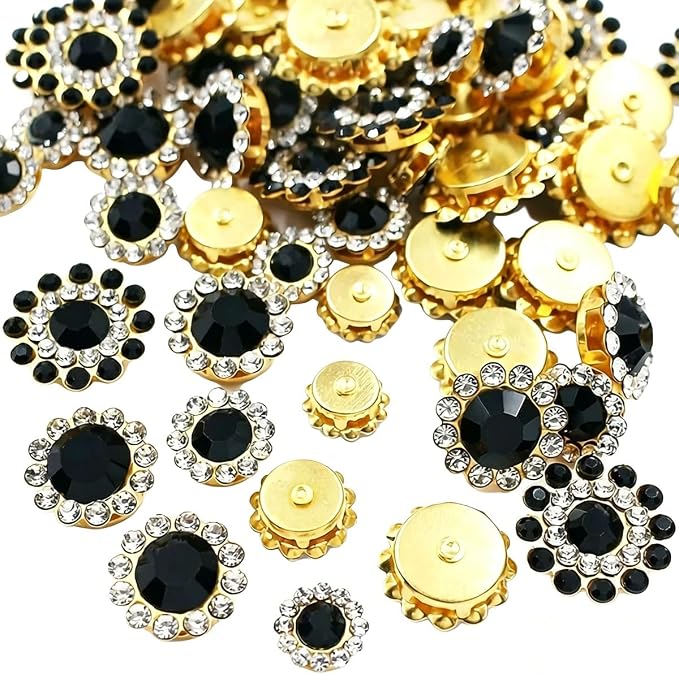 100pcs Sew on Rhinestones Sunflower Crystal Glass Sew on Gold Claw Rhinestone by UYTRDVG