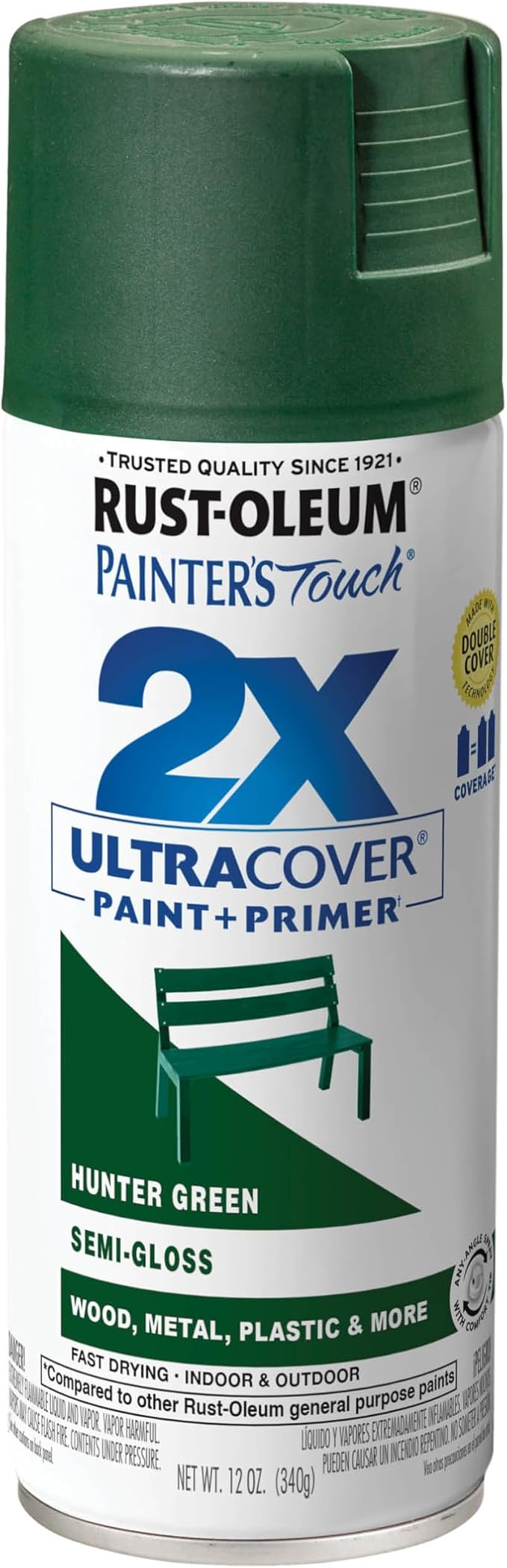 Rust-Oleum Painter's Touch 2X Spray Paint, Semi-Gloss Hunter Green | Indoor and by Rust-Oleum